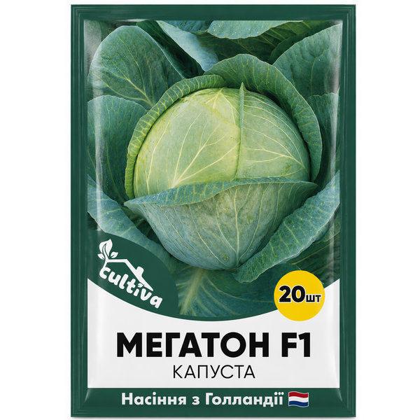 Белоголовая капуста Мегатон F1, 20 шт, Голландские семена 00149 фото