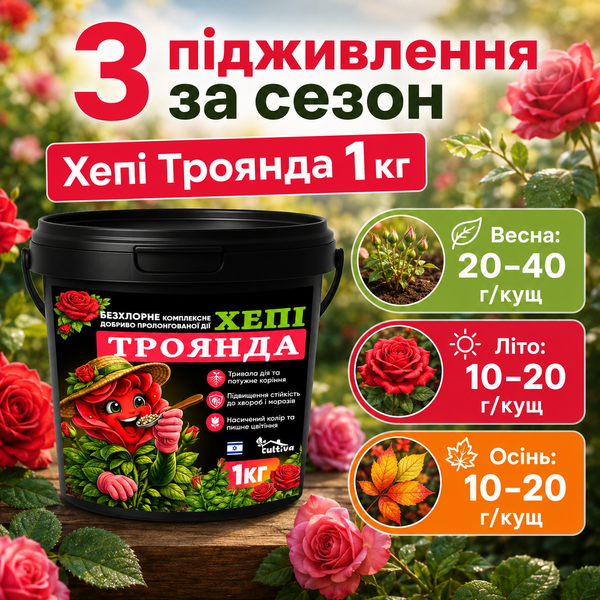 Удобрение для роз и цветущих Хеппи Троянда, 1 кг RHT0192 фото