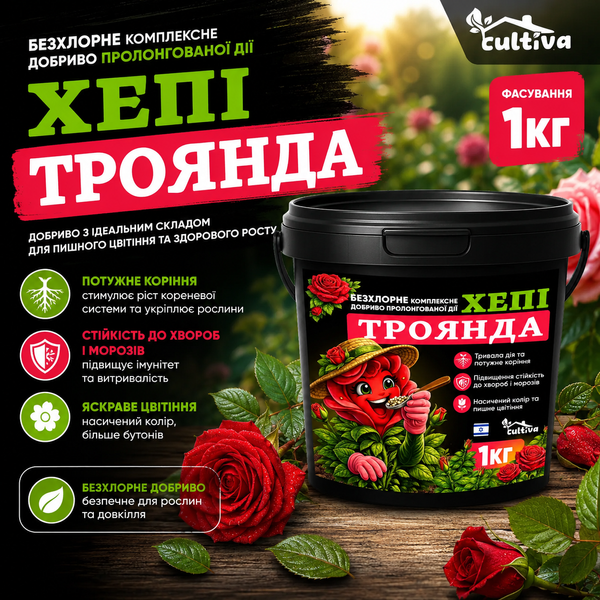 Удобрение для роз и цветущих Хеппи Троянда, 1 кг RHT0192 фото
