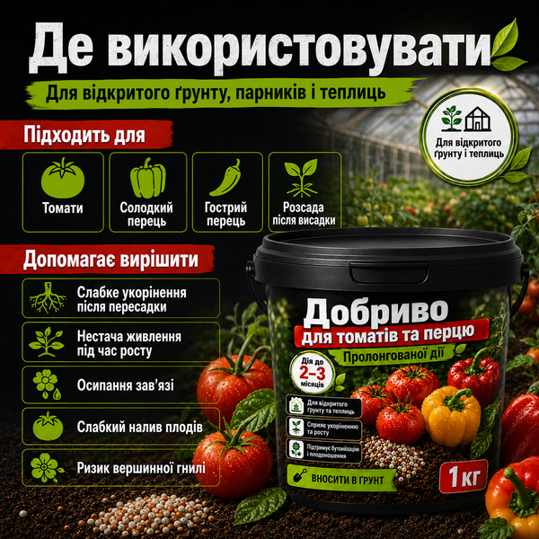 Добриво Пролонгованої дії для томатів і перців, 1кг R52124 фото