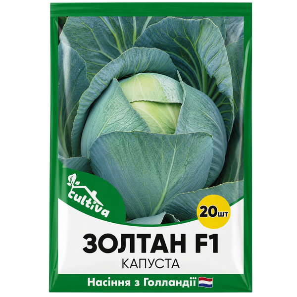 Білоголова капуста Золтан F1, 20 шт, Голландське насіння 00152 фото